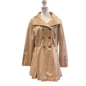 Calvin Klein L Khaki Hooded Trench Coat NWT
